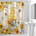 thumbnail image 4 of Gnome Sunflower Yellow Fabric Shower Curtain Floral Leaves Vintage Washable Shower Curtains for Bathroom, Waterproof Bath Curtain with Hooks Home Decor 72x72in, 4 of 8