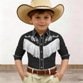 thumbnail image 2 of MUXiin Western Boys' Button-Down Shirts Short Sleeve, Pearl Snap Shirt with Fringe, 2 of 4