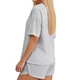 thumbnail image 4 of JoliSweat Womens Pajama Sets Sexy Lounge Sets Side Split Short Pj Sets Cute Pjs 2 Piece Comfy Striped Sleepwear Loungewear Gray L, 4 of 6
