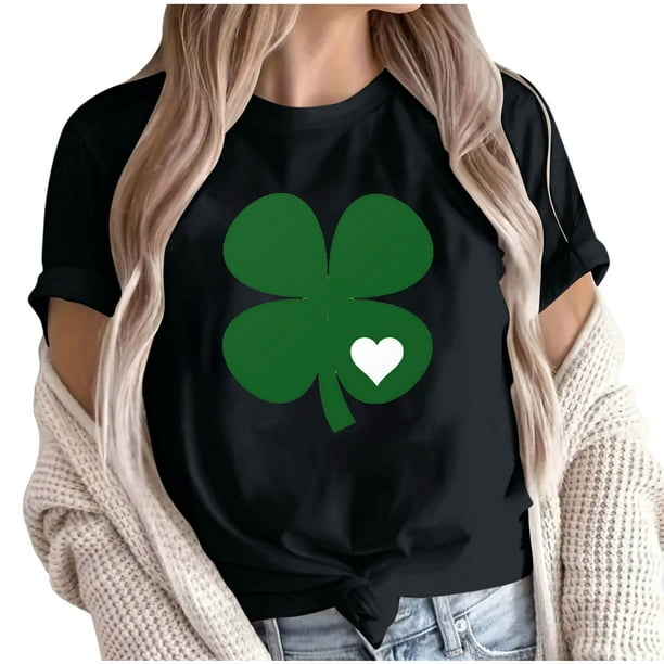 Camiseta de Manga Corta de Cuello Redondo Impresa de Primavera Superior de las Mujeres, Mezcla Ligera de Poliéster para Uso Diario Y de Fiesta Casual