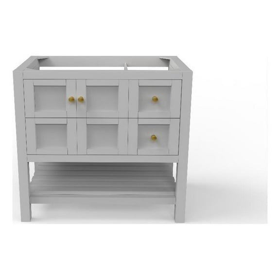 Modern 36" Alicia Gray Wood Vanity Base with Gold Handles