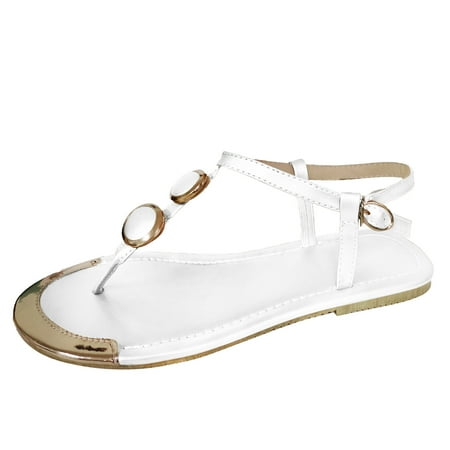 

Summer Womens Flip Flops Open Toe Casual Shoes Flats Buckle Strap Roman Sandals