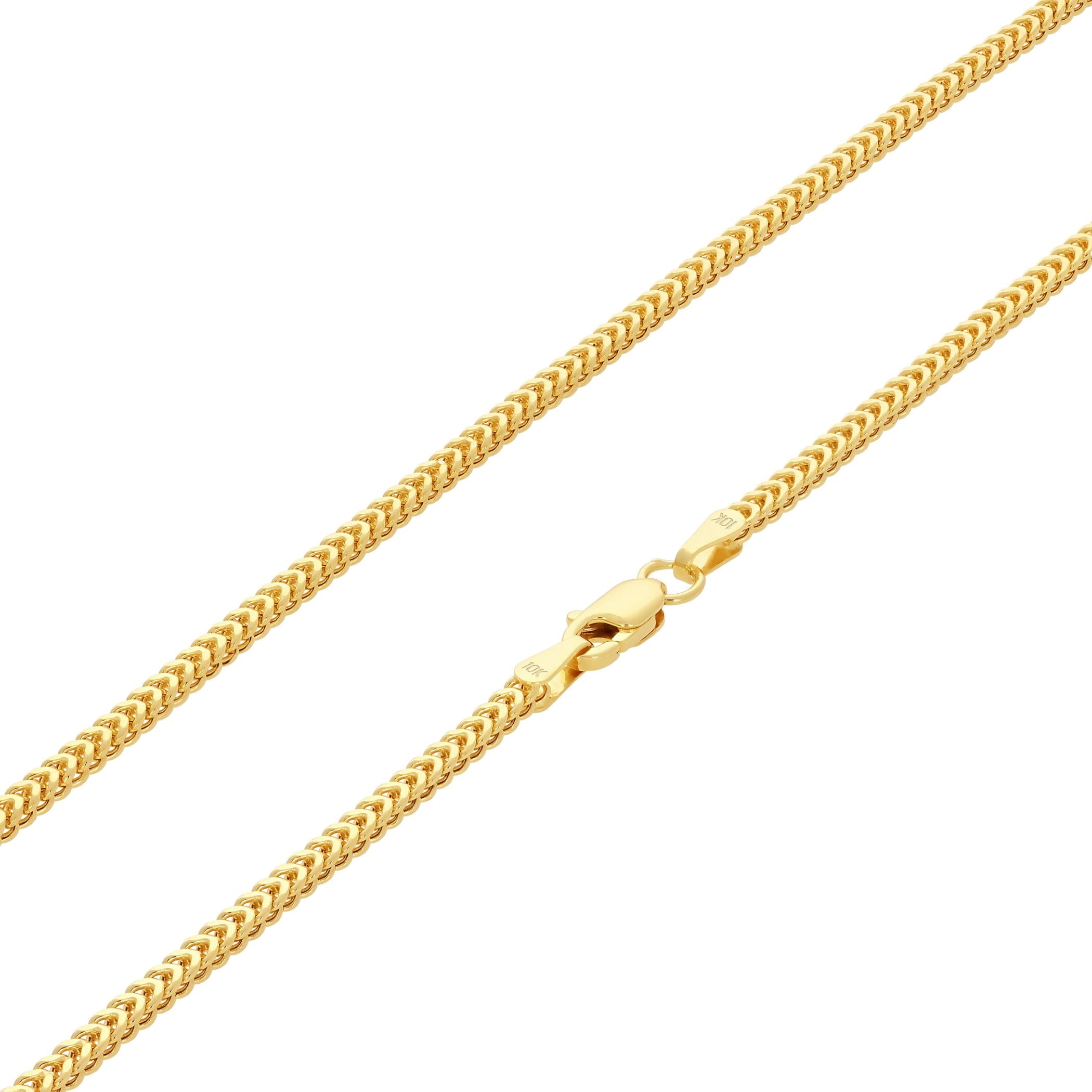 Nuragold 10k Real Yellow Gold Franco Square 2mm Box Chain Wheat Chain Bracelet or Anklet (7"-9") Dainty Italian Jewelry for Men & Women