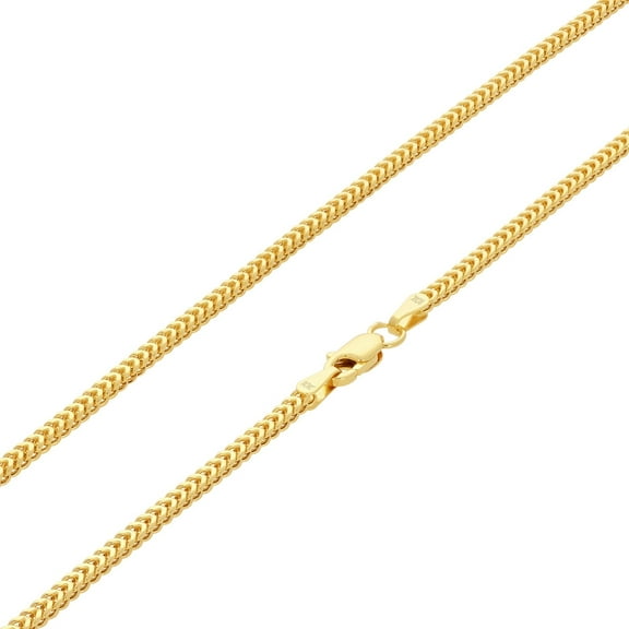 Nuragold 10k Real Yellow Gold Franco Square 2mm Box Chain Wheat Chain Necklace (16"-30") Italian Jewelry for Men & Women