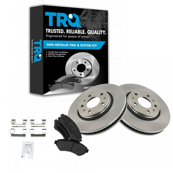 TRQ Front Brake Pad & Rotor Kit Brake Pads Brake Rotor Semi-Metallic Fits Select 2003-2004 Cadillac Seville