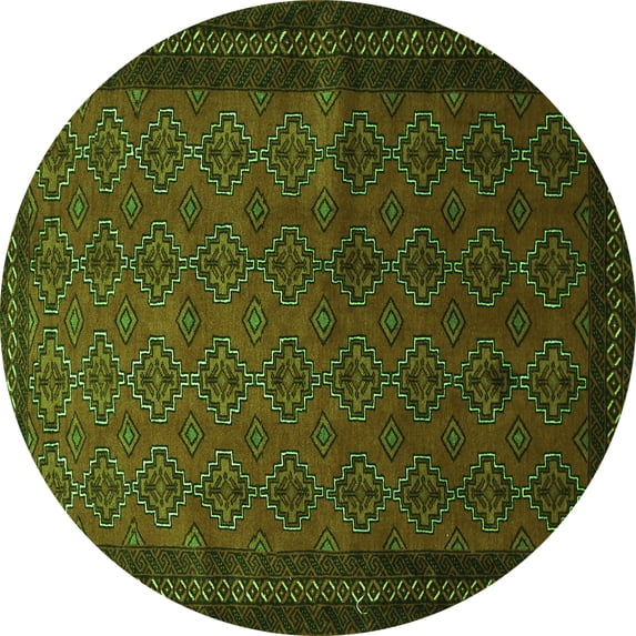 Ahgly Company Indoor Round Southwestern Green Country Area Rugs, 8' Round