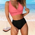 thumbnail image 6 of Bosfbaoi Swimsuit for Women 2-Piece High Waisted Bikini Set Twist Front Crisscross Back Top Tummy Control Bottom Regular Solid Bikini Sets for Women, 6 of 6