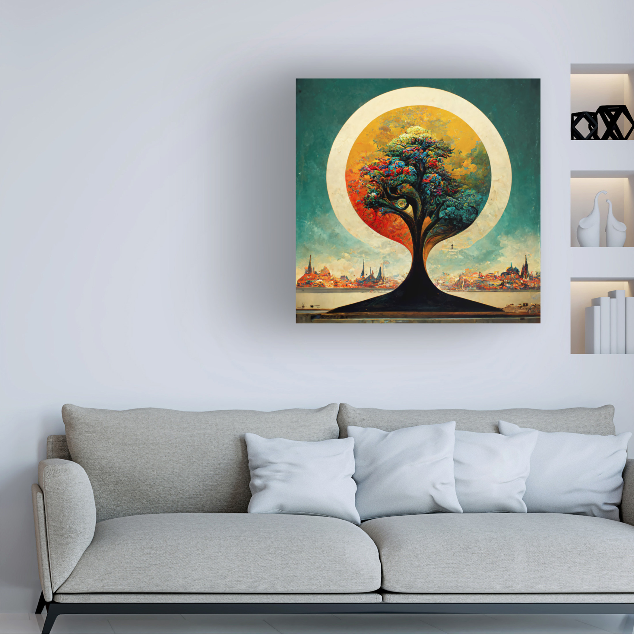 Canvas Wall Art - Ray Heere 'Tree Of Life 3' Wall Art for Living Room, Bedroom, or Office Décor by Trademark Fine Art - 18 x 18 Inches