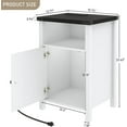 thumbnail image 2 of SSyao Farmhouse LED Nightstand Set of 2 with Charging Station, Rustic End Table with Barn Door & Storage Shelf, Bedside Table for Bedroom, Living Room, Black, 2 of 8