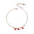 thumbnail image 4 of Women Anklets Red Stone Beads Pink Gold Tone Stainless Steel Chain Foot Jewelry, 4 of 5