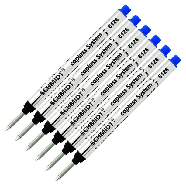 Recarga Rollerball Schmidt 8126 Largo Sin Tapa Tinta Azul Punta Fina 0.6 mm