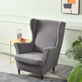 thumbnail image 4 of JIAN YA NA Wingback Chair Covers 2 Piece Set - 2 IN 1 Design Armchair Covers Solid Soft Wing Back Chair Cover Stretch Wing Chair Slipcover Furniture Protector for Living Room Bedroom Hotel (Gray), 4 of 9