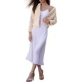 thumbnail image 2 of INSPIRE CHIC Veste Courte Duveteuse pour Femme en Fausse Fourrure à Col Rabattu, Ouverte à L'Avant, L Kaki Pâle, 2 of 6