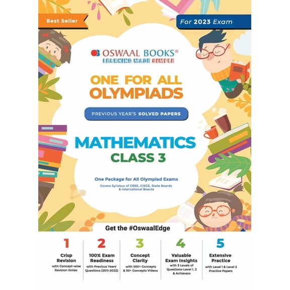 Oswaal One For All Olympiad Previous Years' Solved Papers, Class-3 Mathematics Book (For 2022-23 Exam), (Paperback)