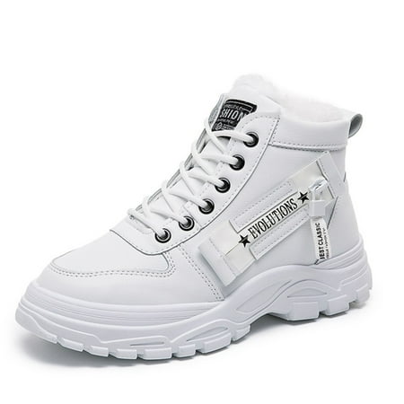 

Women Snow Boots Keep Warm Anti-Slip Soft Sole Warm Plush Lined Winter Ankle Booties 36 White