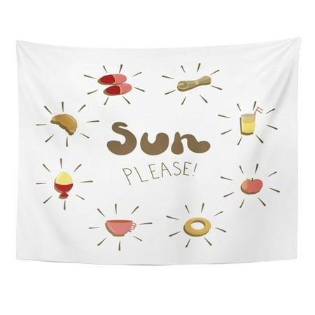 REFRED Apple Sun Please Phrase Breakfast Things and on Adventure Bagel Beams Wall Art Hanging Tapestry Home Decor for Living Room Bedroom Dorm 51x60