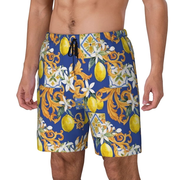Balery Sicilian Style Bañador para hombre, shorts de playa de secado rápido con entrepierna y forro de compresión-Large