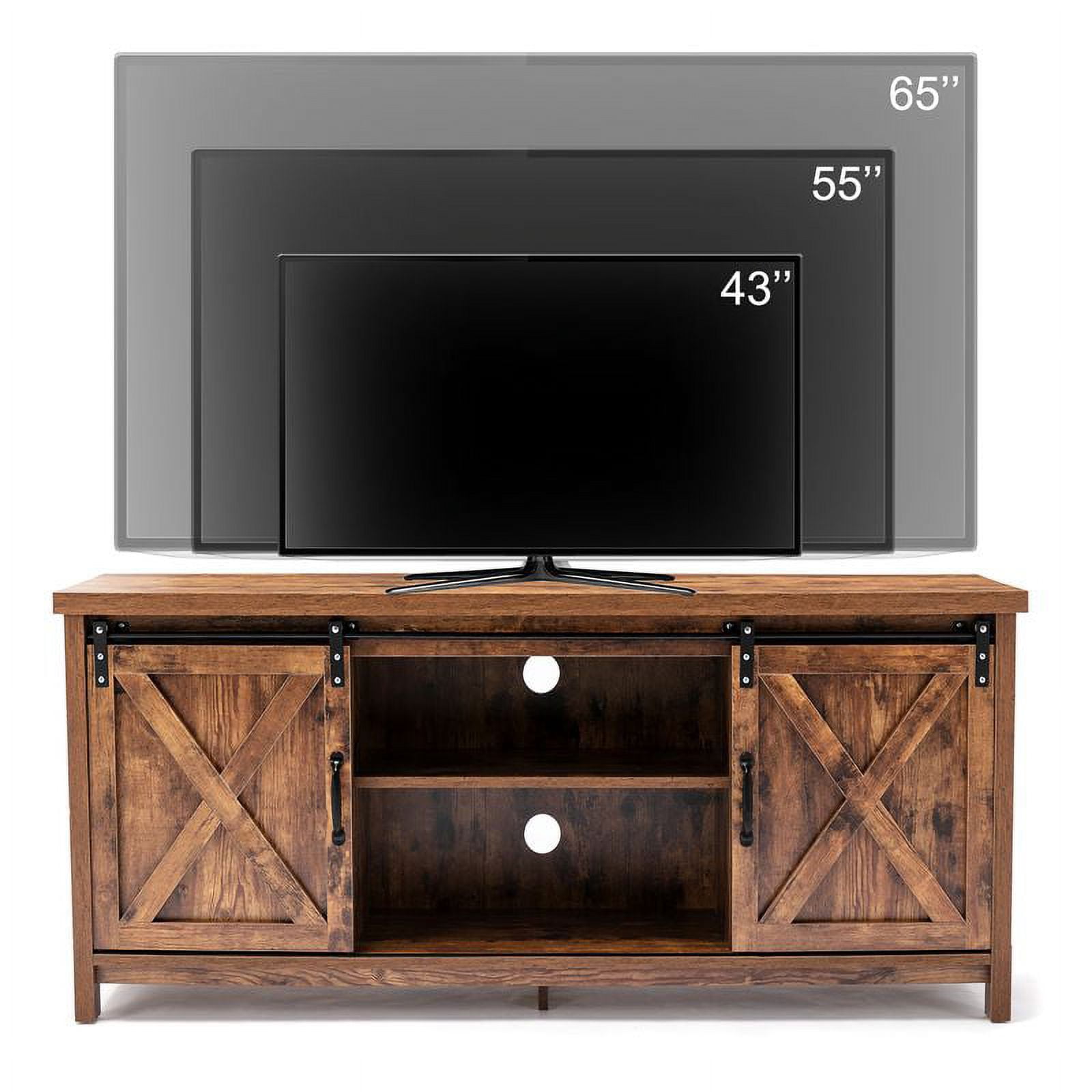 Yaoping 58" Farmhouse Sliding Barn Door TV Stand for TVs Up to 65" Television Cabinet(Rustic Brown)