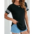 thumbnail image 5 of YouLoveIt Short Sleeve Tops for Women Color Block T Shirt Tunic Stripe Crewneck Female Tops Plus Size Summer Tops Women Blouse Tops Tee, 5 of 7