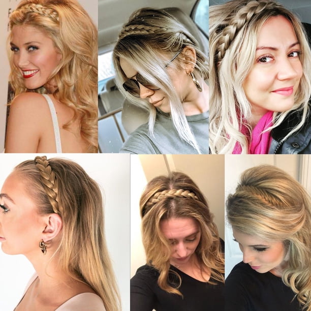 Synthetic Hair Plaited Fishtail Braided Headband with Teeth Amazon.com : DIGUAN Wide Messy Braided Headband With Teeth  main image 4