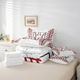 thumbnail image 6 of Manfei Letter H Monogrammed 7pcs Bedding Comforter Set,Baseball Game Lover Queen Bedding Sets,White Red Queen Sheet Sets For Boys,Microfiber Room Decorative Reversible, 6 of 8