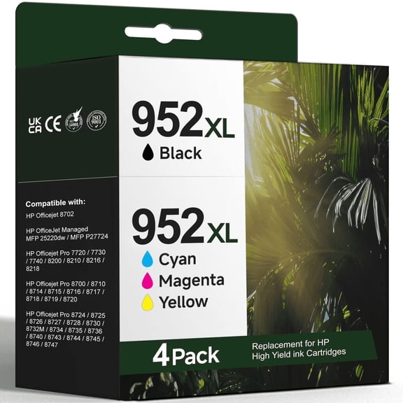 952 XL Ink Compatible for HP 952XL Ink Cartridges 952 Ink for HP Officejet Pro 8710 7740 8720(4-Pack)