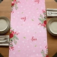 thumbnail image 5 of Table Runners 70 Inches Long Dress Scarves, Red Gnomes Farmhouse Coffee/Dining/Kitchen Table Decor, Holiday Table Runner, Valentine's Day Love Roses Leaves Ombre Pink 13x70 Inch, 5 of 9