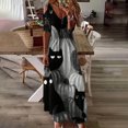 thumbnail image 2 of Vestido largo de manga corta de Halloween de encaje con cuello en V informal con estampado de verano para mujer a la moda Fridja bnh6170, 2 of 5