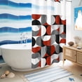 thumbnail image 5 of No Hook Shower Curtain, Red Grey, Shower Curtains for Bathroom with See Through Top Window, Abstract Retro Middle Century Geometric Art Waterproof & Washable Bath Curtain Stand Up Stall 36"x72", 5 of 9