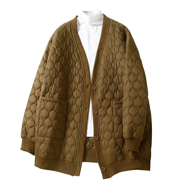LSLJS Mode Femmes Cardigan Uni à Col Montant Veste en Duvet Manteau Rembourré
