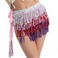 thumbnail image 2 of Womens Tassel Sequin Hip Scarf Skirt Shiny Fringe Skirts Layered Gradient Dress Bodycon Skort, 2 of 4