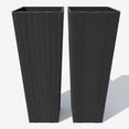 thumbnail image 1 of All-Weather Black Rattan Planter Set of 2 , Two 32" Tall Outdoor Plant Pots, Removable Liners, Drainage Holes, Garden Flower Pots for Patio, Porch, Backyard, 1 of 7