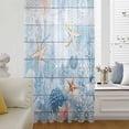 thumbnail image 6 of Blue Coastal Sheer Curtains 45 Inches Long, Starfish Coral Summer Beach Nautical Light Filering Curtains, Breathable Simi Curtain Privacy Drapes for Kitchen Bathroom Small Window Treatment, 6 of 9