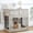 M Gray, variant on Indoor Dog Crate Table with Cushion - Wooden Dog Kennel Furniture, 2 Drawers and 3 Doors, Rustic Grey 31.5x23.6x32 in