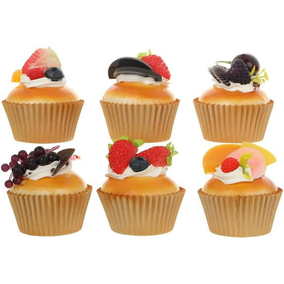6 Piece Magnetic Faux Display Cupcake Artificial Cake Decoration