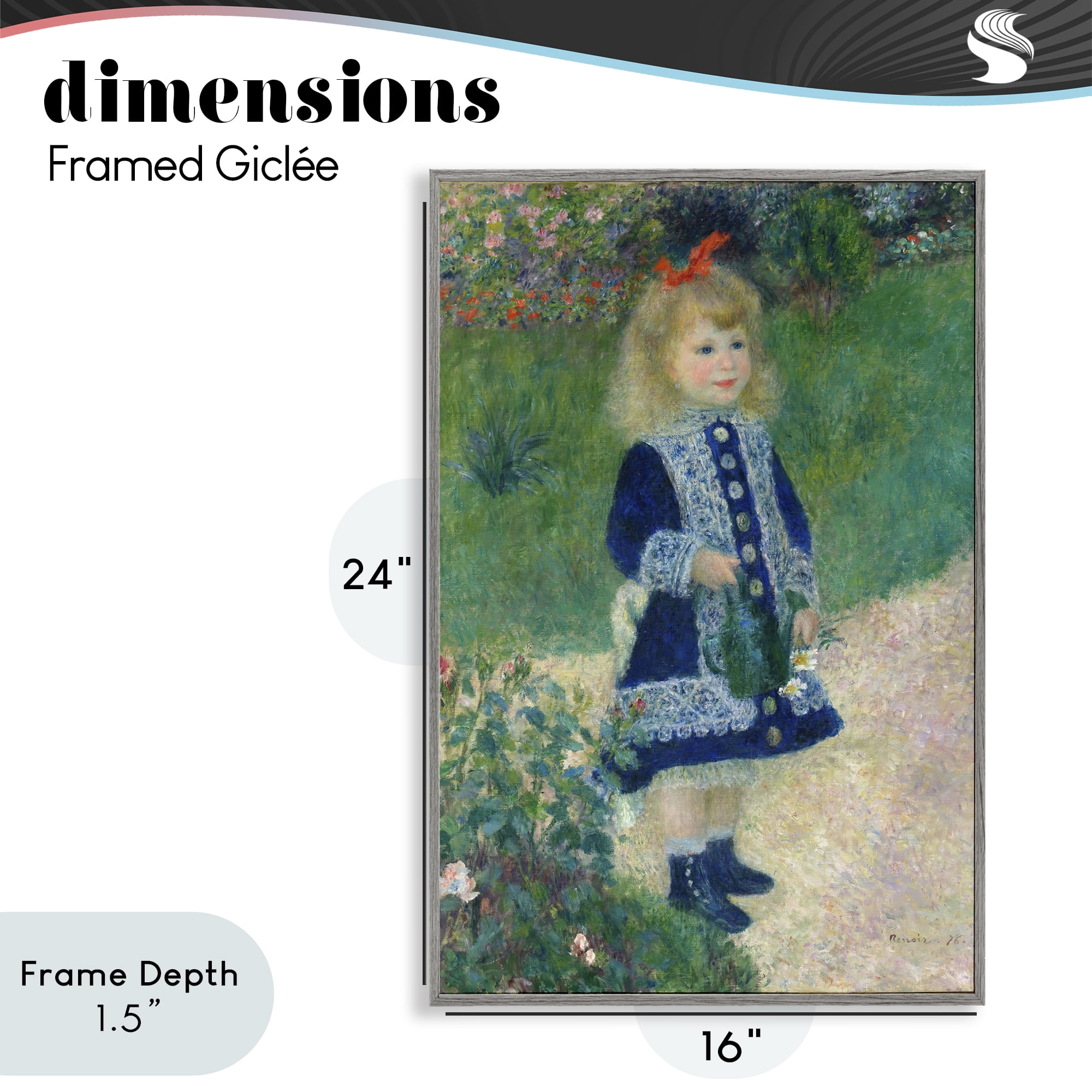 Stupell Industries Girl With Watering Can Gray Framed Giclee Art, design by Tina LeCour