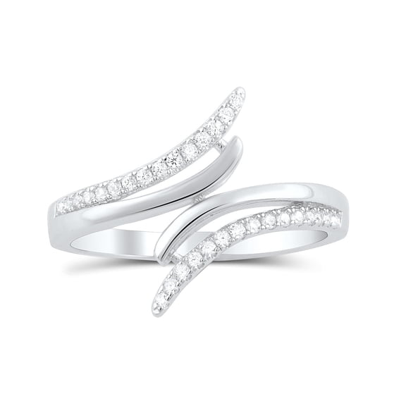 Sterling Silver Cz Wrap Around Bypass Ring for Women and Teens - Size 4