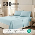 thumbnail image 5 of Superior Egyptian Cotton 530 Thread Count Deep Pocket Sheet Set, Twin XL Size, Light Blue, 5 of 8