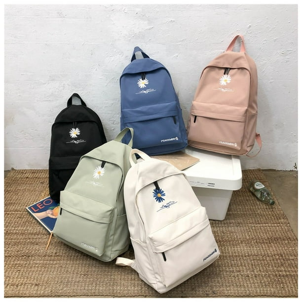 Mochila escolar para adolescentes mochila para ninas mochilas estampadas para mujeres mochila escolar para estudiantes de secundaria mochila grande negra de nailon con flores bonitas oso de fresa Jugu...
