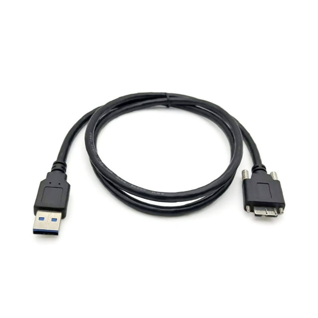 JIAHAOO Locking Screw USB 3.0 Micro B Cable 0.6m Black Industrial Camera 5Gbps High Speed Data Transfer Use