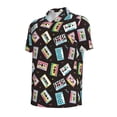 thumbnail image 2 of Vsdgher Colorful Retro Tape Print Men's Short Sleeve Stretch Polo Shirt, Moisture-Wicking Performance Polo Shirt, 2 of 8