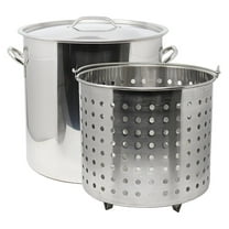 Alieon 13-Gal 16" Stainless Steel Stock Pot w Deep Steamer/Boil Basket & Lid