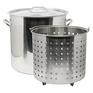 Alieon 13-Gal 16" Stainless Steel Stock Pot w Deep Steamer/Boil Basket & Lid