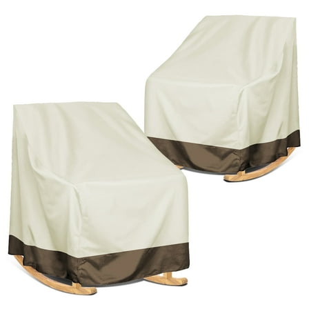 COWIN 2 Piece Set Outdoor Rocker Patio Chair Cover, 39"L X 32.5"W X 27"H, Beige