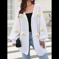 thumbnail image 4 of Suéteres Femeninos con Cuello en V, Larga, Estampado Floral, de Punto Abierto, Sin Botones, de Moda, para Exteriores. Talla Única, 4 of 9