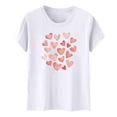 thumbnail image 3 of Camiseta de Manga Corta de Cuello Redondo con Patrones de Corazón de Moda de las Mujeres para Diario, Fiesta, Primavera Y Verano, 3 of 5