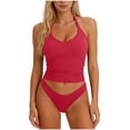 thumbnail image 4 of LNWUY (S-5XL) Plus Size Women's Camisole Tank Top with Built in Shelf Bra Padded Spaghetti Strap Top Undershirts Layering Base Tops Red M, 4 of 6