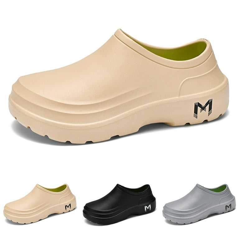 Oyedens Womens Mens Clogs Slip Resistant Food Service Shoes Non Slip Restaurant Chef Work Nursing Shoes for Kitchen, Men's, Size: 7.5, Gray