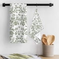 thumbnail image 3 of Sage Green Flower Kitchen Towel Dish Cloths Set of 2, Microfiber Soft Kitchen Hand Towels, Vintage Farmhouse Boho Leaf Spring Absorbent Quick Drying Dishcloths 18 x 28 Inches, 3 of 8