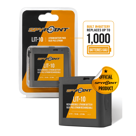 SPYPOINT Lithium Battery Pack/Charger- Fits Micros Cams, Black (LIT-10)
